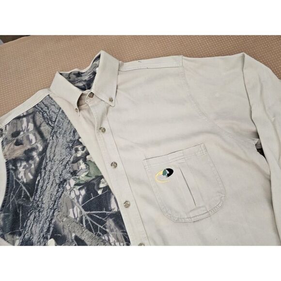 Mossy Oak Button Down Hunting Shirt Beige Men's Size Large Long Sleeve - Picture 3 of 16